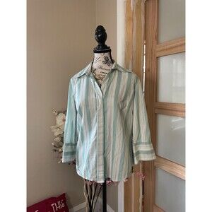 The Limited Women's Button Up Blouse Medium Slashed 3/4 Flared Sleeves with Tie